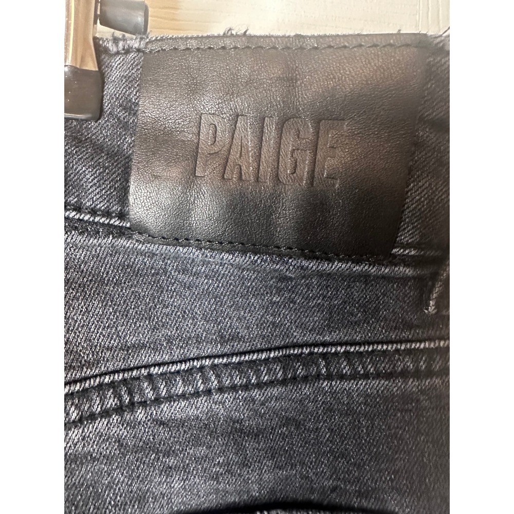 NEW Paige Sasha High Rise Wide Leg Jeans Viper Black Distressed Sz 32 - Picture 10 of 11